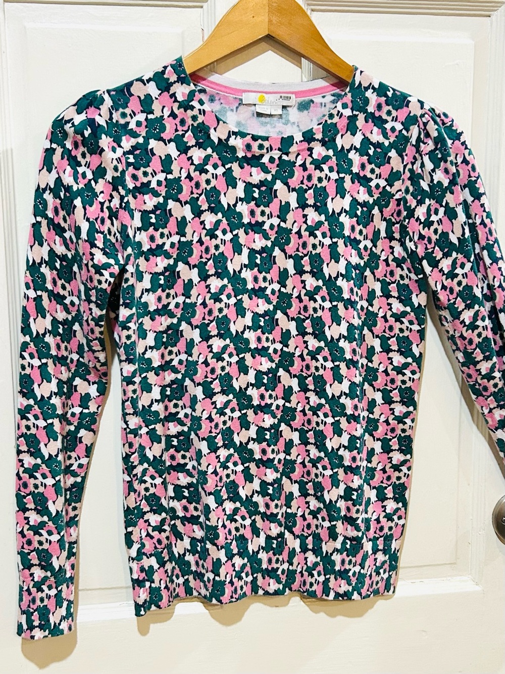 Boden Floral Pink Green Lightweight Women's Jumper Sweater Preppy Size XS